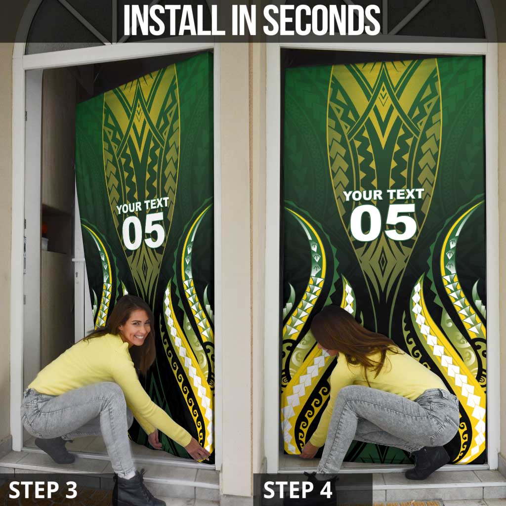 Custom Cook Islands Rugby Door Cover Unique Style Black Version - Polynesian Pride