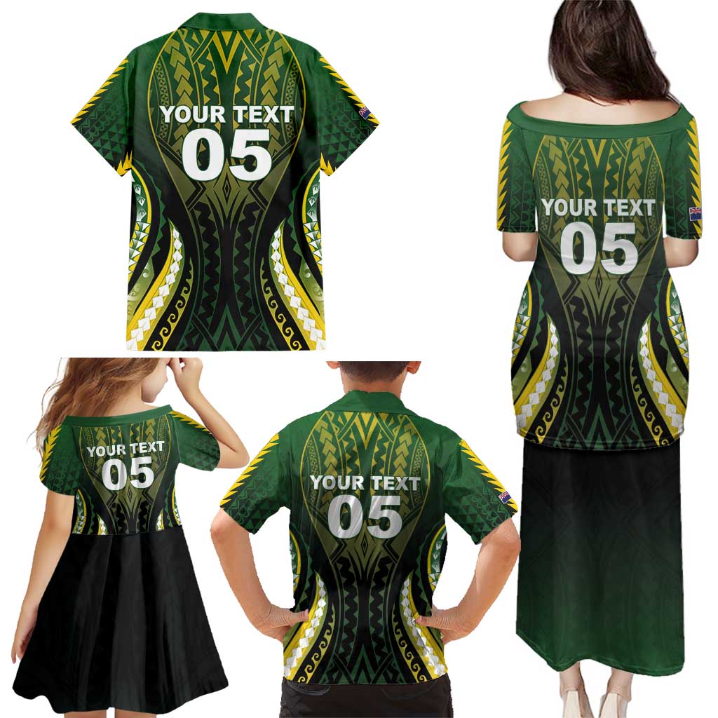 Custom Cook Islands Rugby Family Matching Puletasi and Hawaiian Shirt Unique Style Black Version - Polynesian Pride