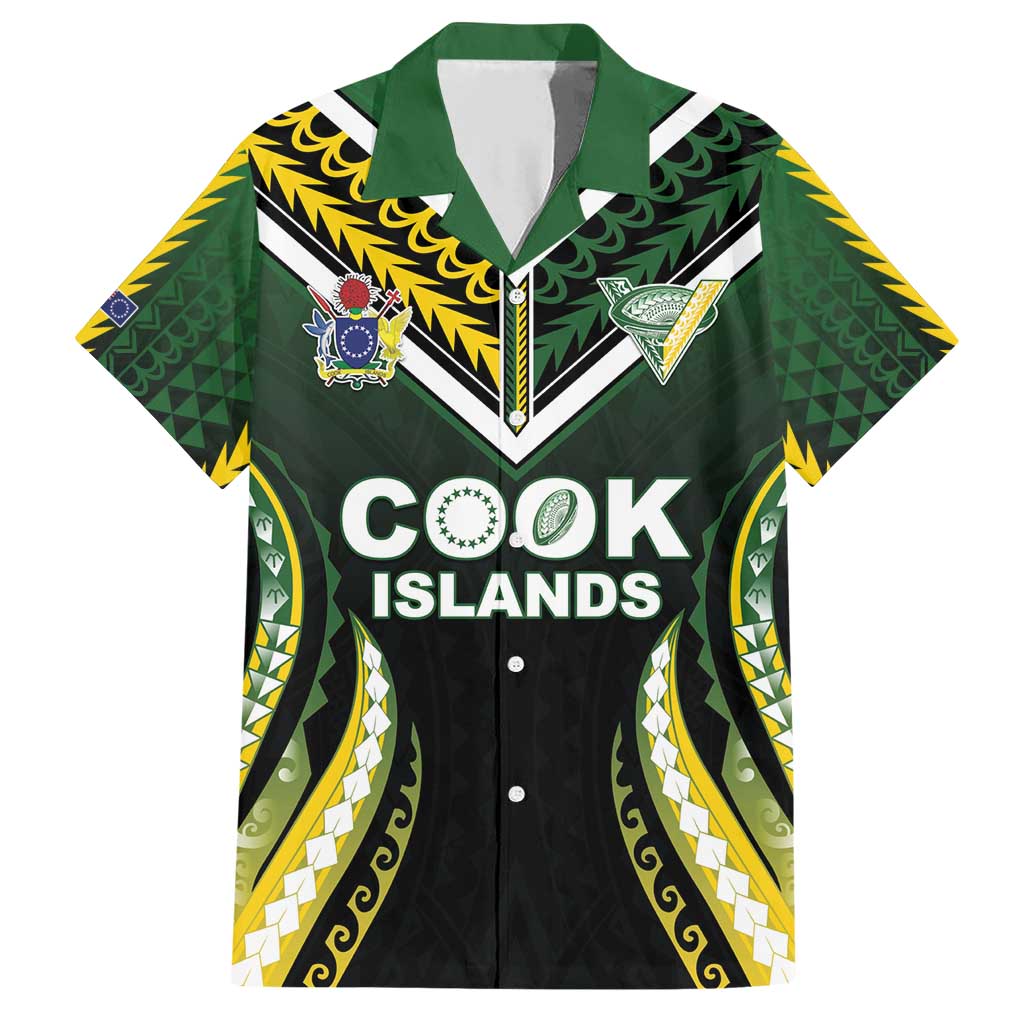 Custom Cook Islands Rugby Family Matching Short Sleeve Bodycon Dress and Hawaiian Shirt Unique Style Black Version - Polynesian Pride