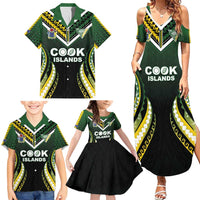 Custom Cook Islands Rugby Family Matching Summer Maxi Dress and Hawaiian Shirt Unique Style Black Version - Polynesian Pride