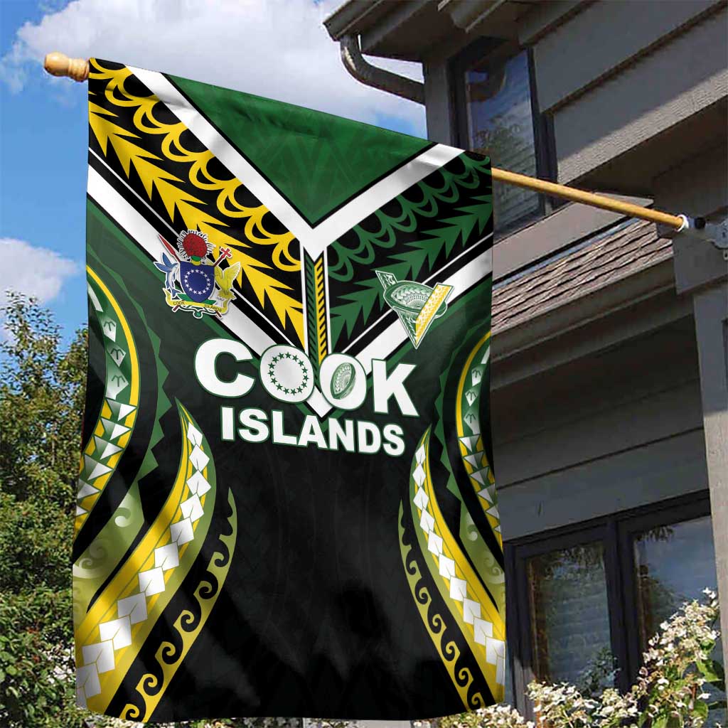 Cook Islands Rugby Garden Flag Unique Style Black Version - Polynesian Pride