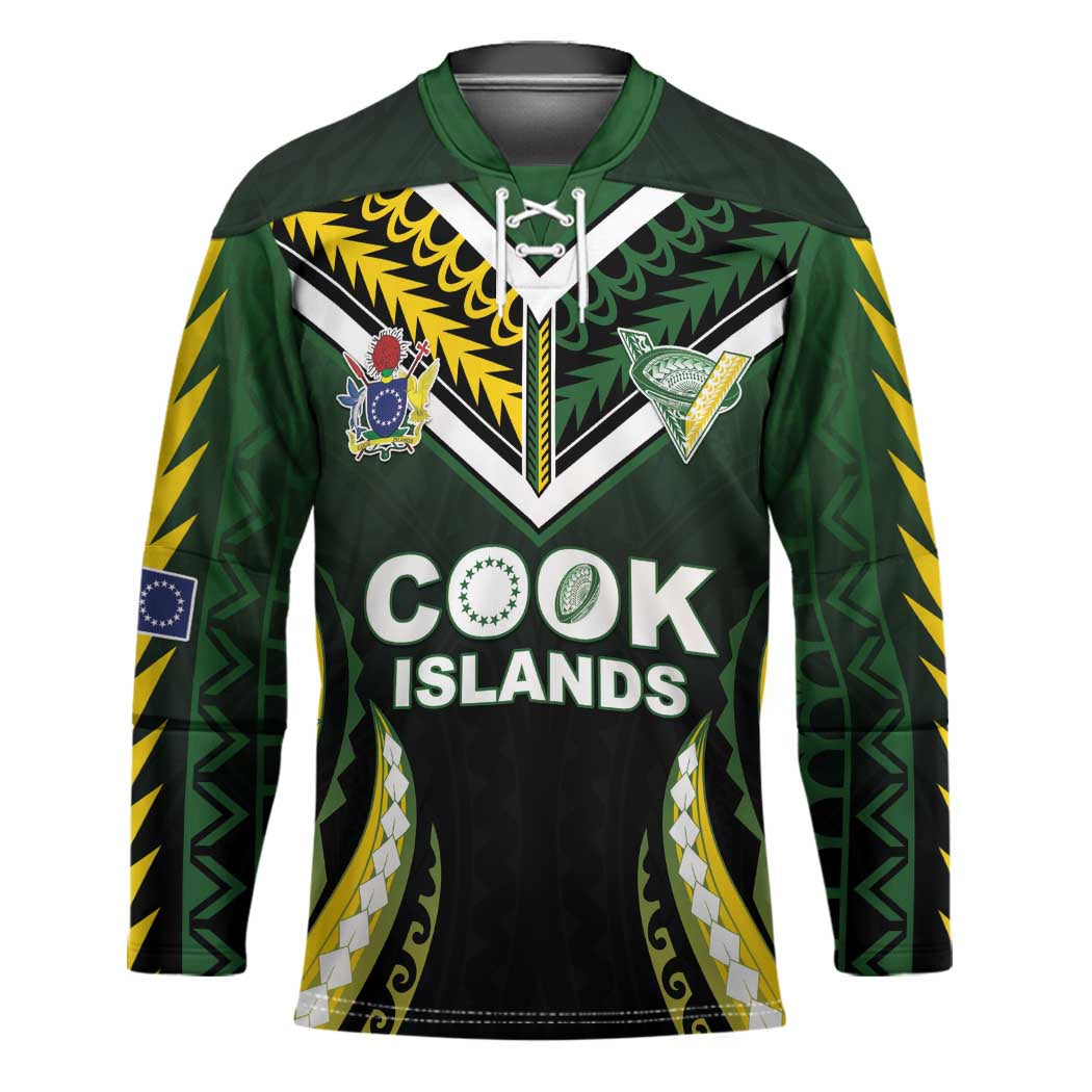 Custom Cook Islands Rugby Hockey Jersey Unique Style Black Version - Polynesian Pride