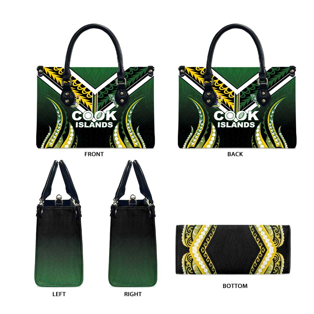 Cook Islands Rugby Leather Bag Unique Style Black Version - Polynesian Pride