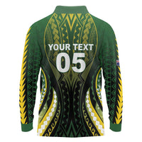 Custom Cook Islands Rugby Long Sleeve Polo Shirt Unique Style Black Version - Polynesian Pride