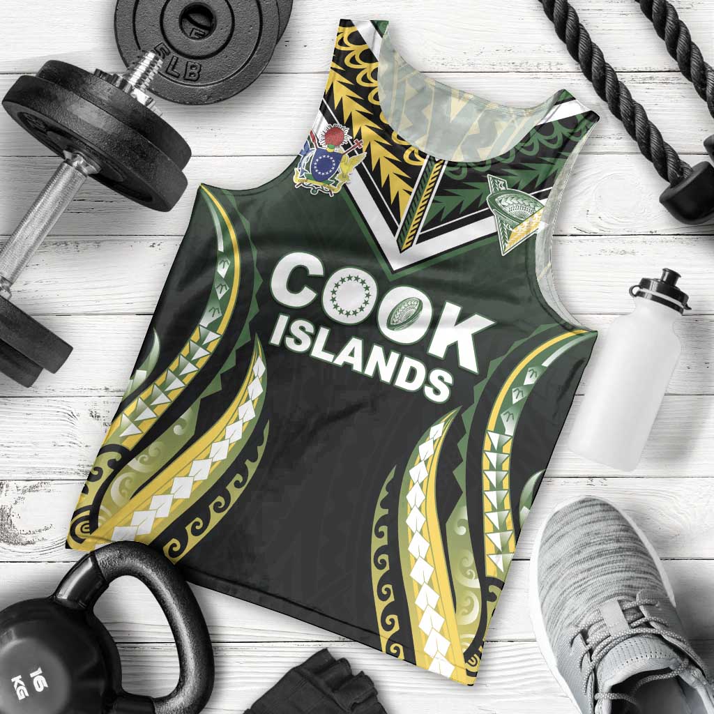 Custom Cook Islands Rugby Men Tank Top Unique Style Black Version - Polynesian Pride