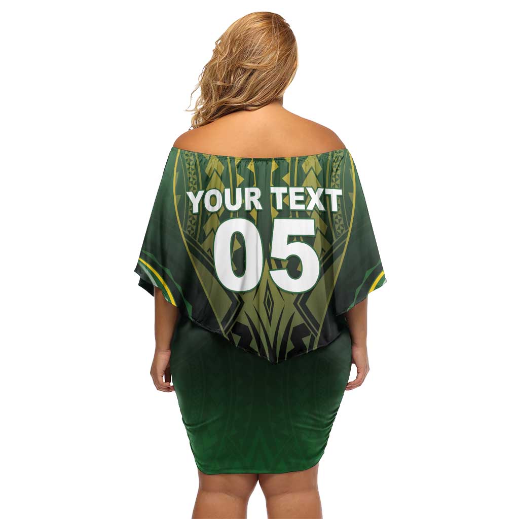 Custom Cook Islands Rugby Off Shoulder Short Dress Unique Style Black Version - Polynesian Pride