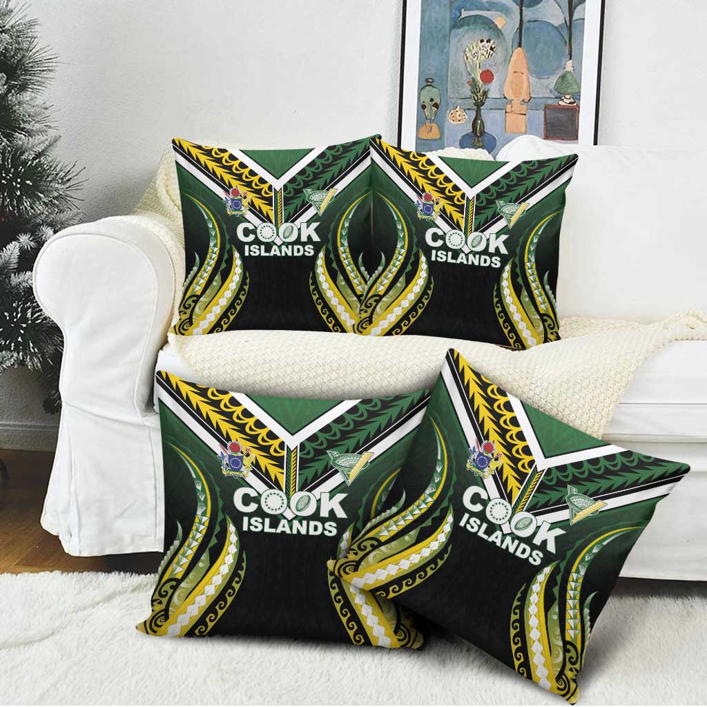 Cook Islands Rugby Pillow Cover Unique Style Black Version - Polynesian Pride