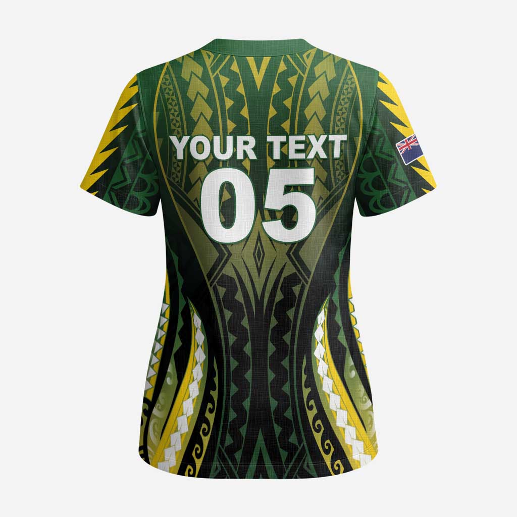 Custom Cook Islands Rugby Scrub Top Unique Style Black Version - Polynesian Pride