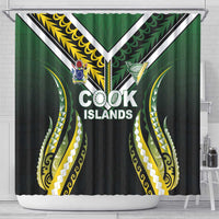 Cook Islands Rugby Shower Curtain Unique Style Black Version - Polynesian Pride