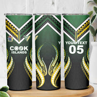 Custom Cook Islands Rugby Skinny Tumbler Unique Style Black Version - Polynesian Pride