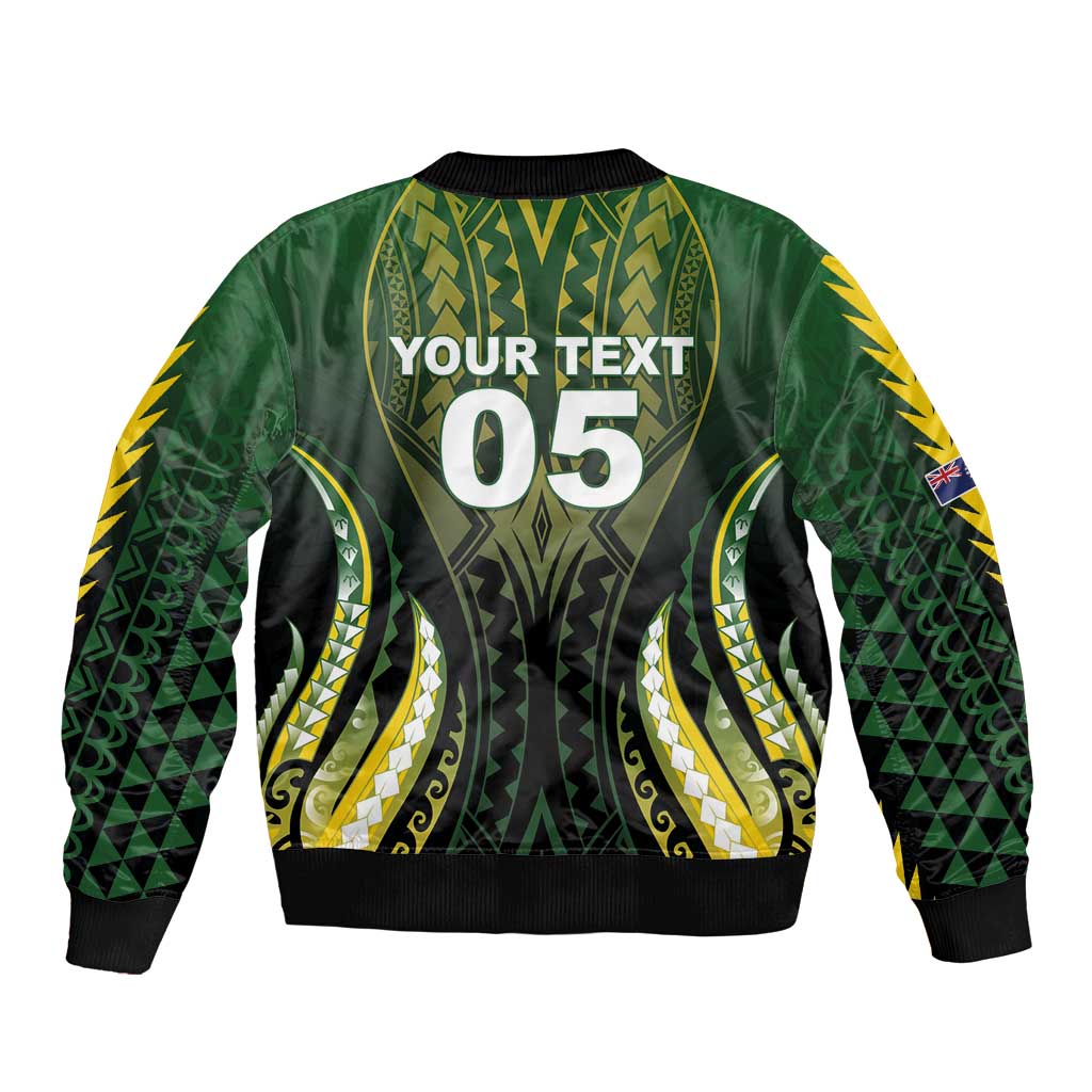 Custom Cook Islands Rugby Sleeve Zip Bomber Jacket Unique Style Black Version - Polynesian Pride