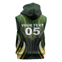Custom Cook Islands Rugby Sleeveless Hoodie Unique Style Black Version - Polynesian Pride