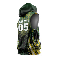 Custom Cook Islands Rugby Sleeveless Hoodie Unique Style Black Version - Polynesian Pride