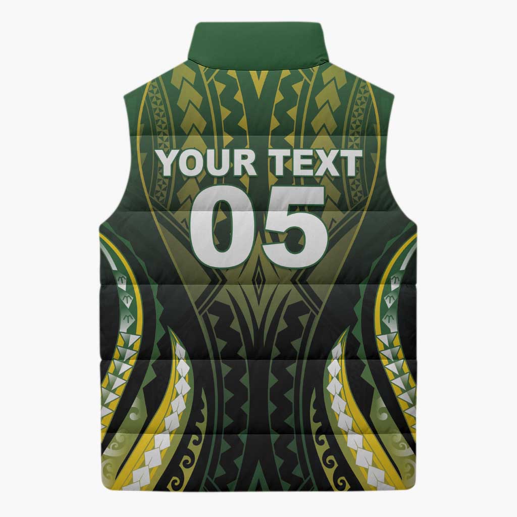 Custom Cook Islands Rugby Sleeveless Puffer Jacket Unique Style Black Version - Polynesian Pride