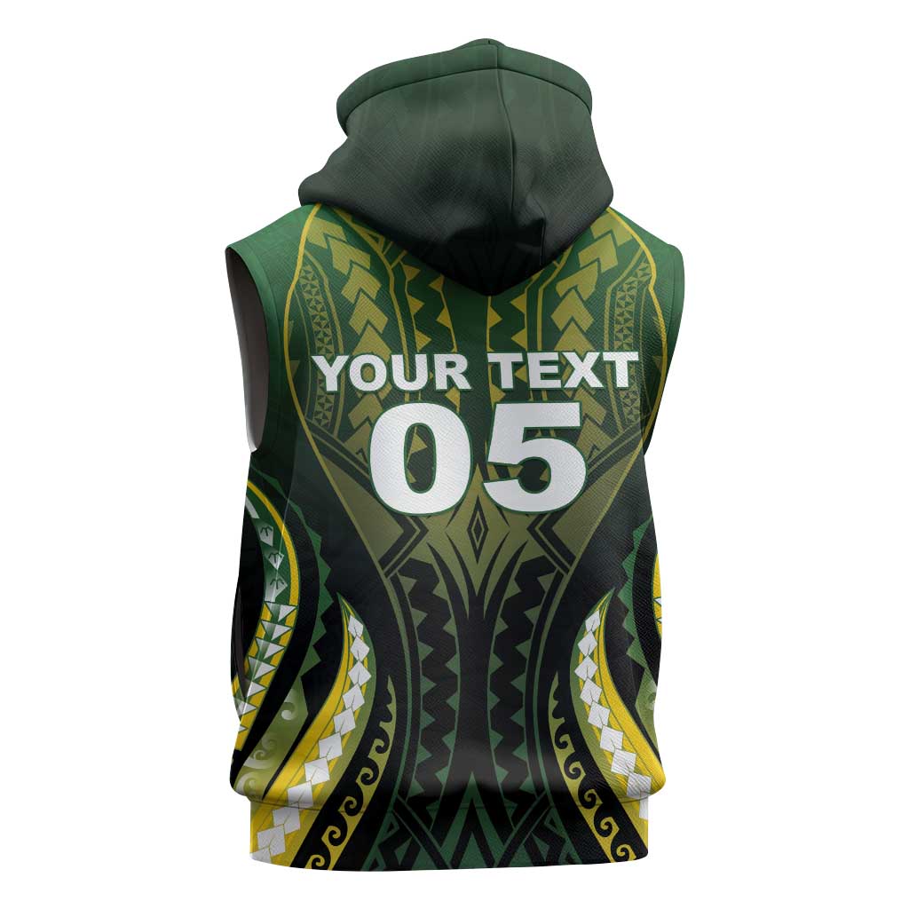 Custom Cook Islands Rugby Sleeveless Zip Hoodie Unique Style Black Version - Polynesian Pride