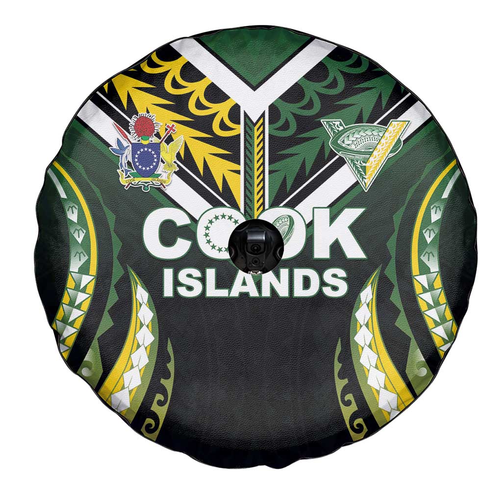 Cook Islands Rugby Spare Tire Cover Unique Style Black Version - Polynesian Pride