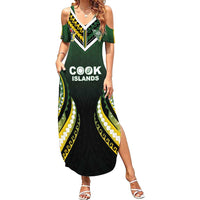 Custom Cook Islands Rugby Summer Maxi Dress Unique Style Black Version - Polynesian Pride