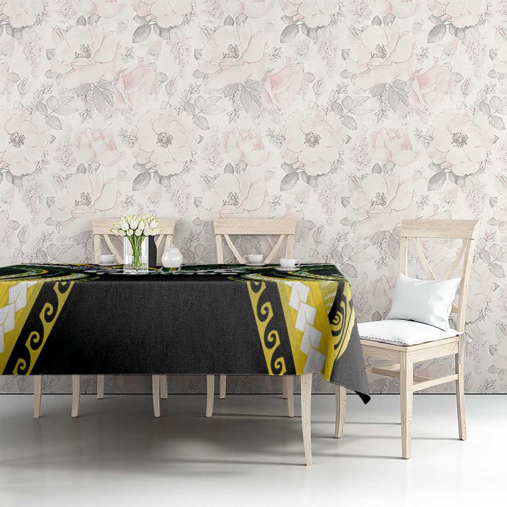 Cook Islands Rugby Tablecloth Unique Style Black Version - Polynesian Pride