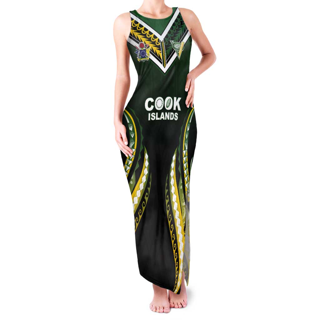 Custom Cook Islands Rugby Tank Maxi Dress Unique Style Black Version - Polynesian Pride
