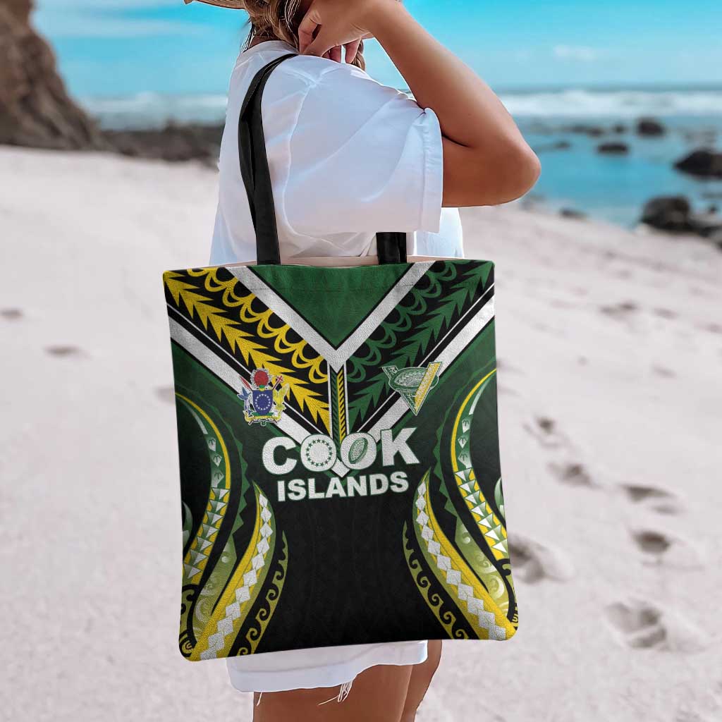 Cook Islands Rugby Tote Bag Unique Style Black Version - Polynesian Pride