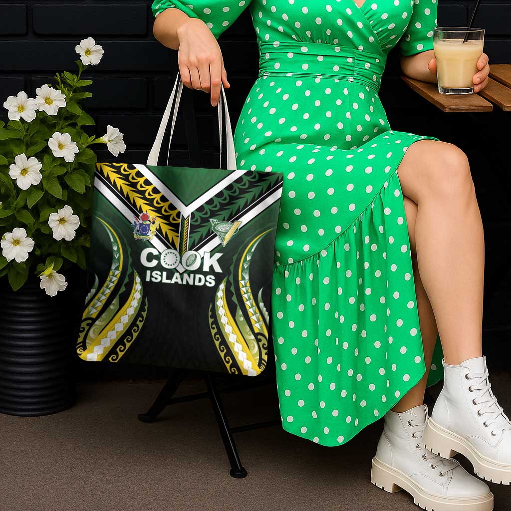 Cook Islands Rugby Tote Bag Unique Style Black Version - Polynesian Pride