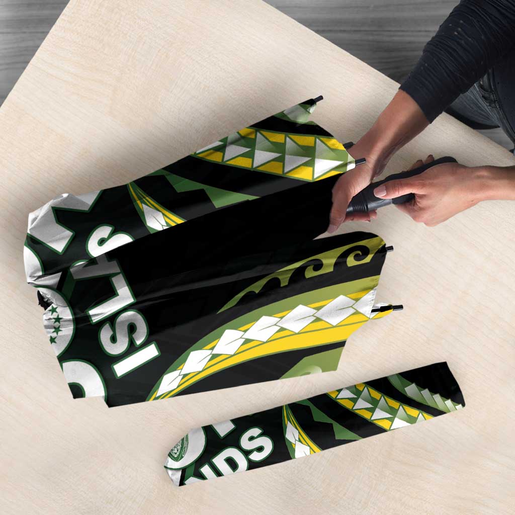 Cook Islands Rugby Umbrella Unique Style Black Version - Polynesian Pride