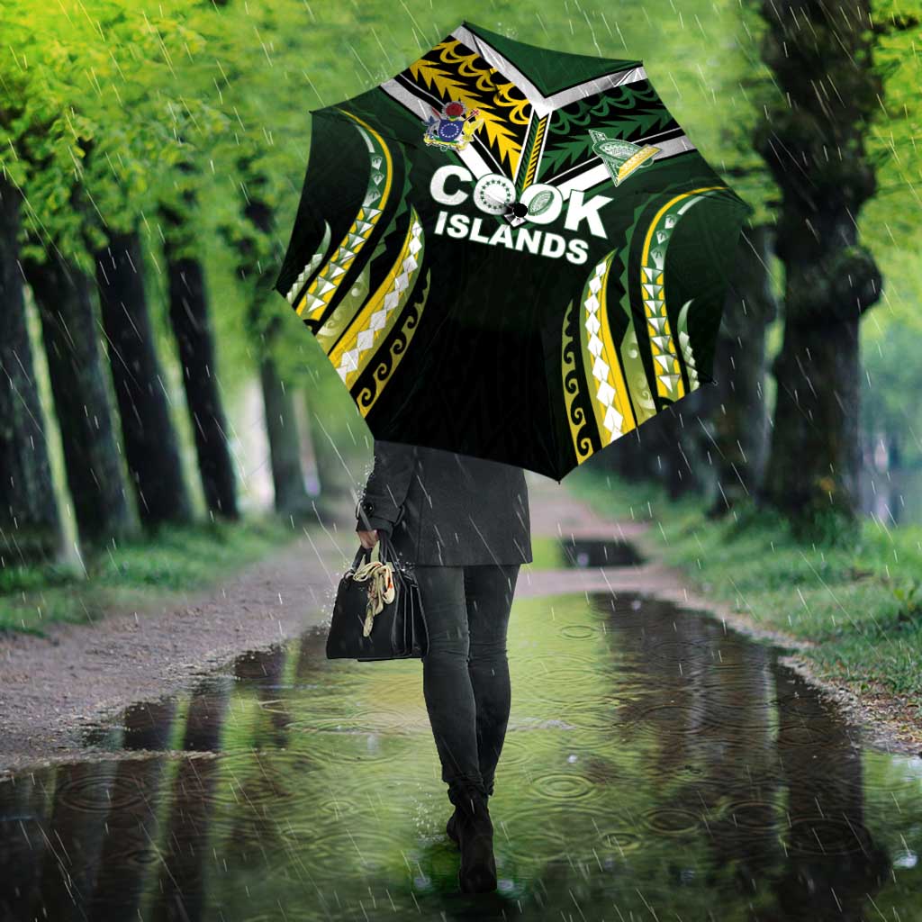 Cook Islands Rugby Umbrella Unique Style Black Version - Polynesian Pride