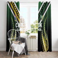 Cook Islands Rugby Window Curtain Unique Style Black Version - Polynesian Pride