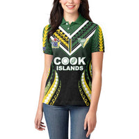 Custom Cook Islands Rugby Women Polo Shirt Unique Style Black Version - Polynesian Pride