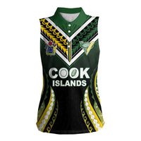 Custom Cook Islands Rugby Women Sleeveless Polo Shirt Unique Style Black Version - Polynesian Pride