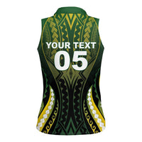 Custom Cook Islands Rugby Women Sleeveless Polo Shirt Unique Style Black Version - Polynesian Pride