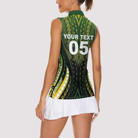 Custom Cook Islands Rugby Women Sleeveless Polo Shirt Unique Style Black Version - Polynesian Pride