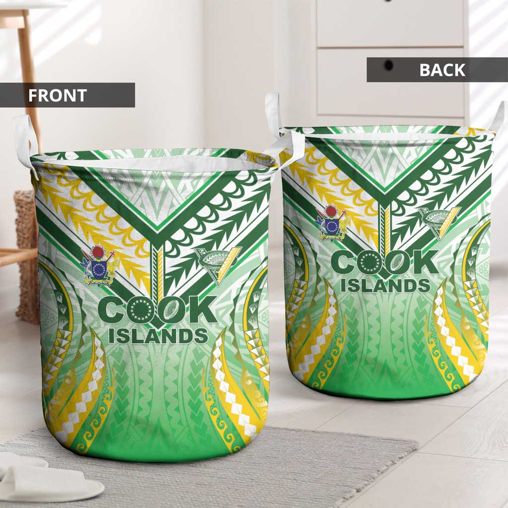 Cook Islands Rugby Laundry Basket Unique Style White Version - Polynesian Pride