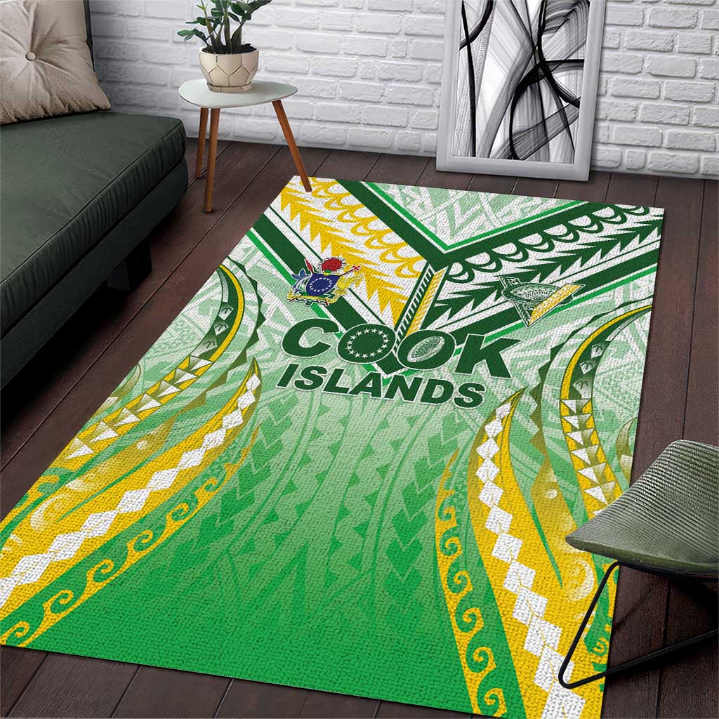 Cook Islands Rugby Area Rug Unique Style White Version - Polynesian Pride