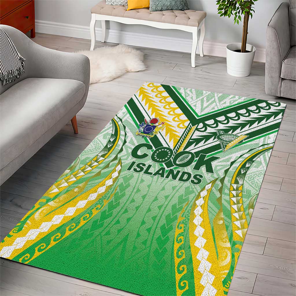 Cook Islands Rugby Area Rug Unique Style White Version - Polynesian Pride