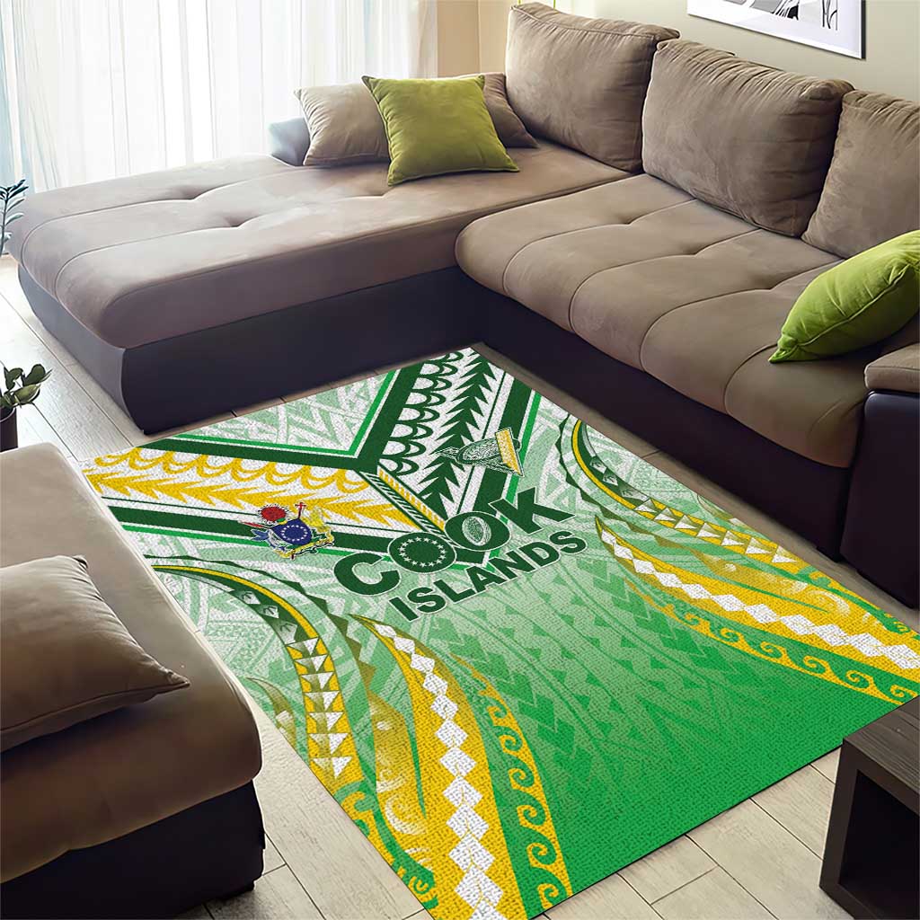 Cook Islands Rugby Area Rug Unique Style White Version - Polynesian Pride