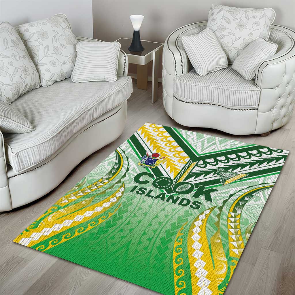 Cook Islands Rugby Area Rug Unique Style White Version - Polynesian Pride