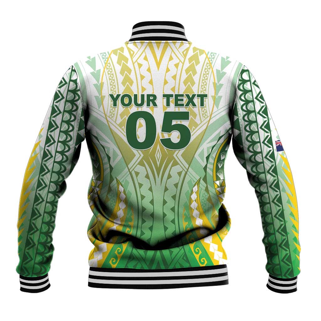 Custom Cook Islands Rugby Baseball Jacket Unique Style White Version - Polynesian Pride