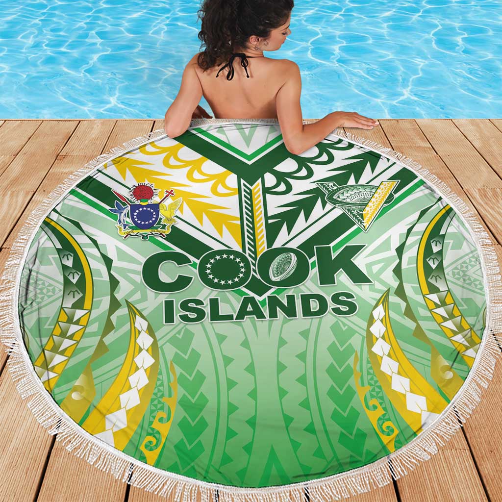 Cook Islands Rugby Beach Blanket Unique Style White Version - Polynesian Pride