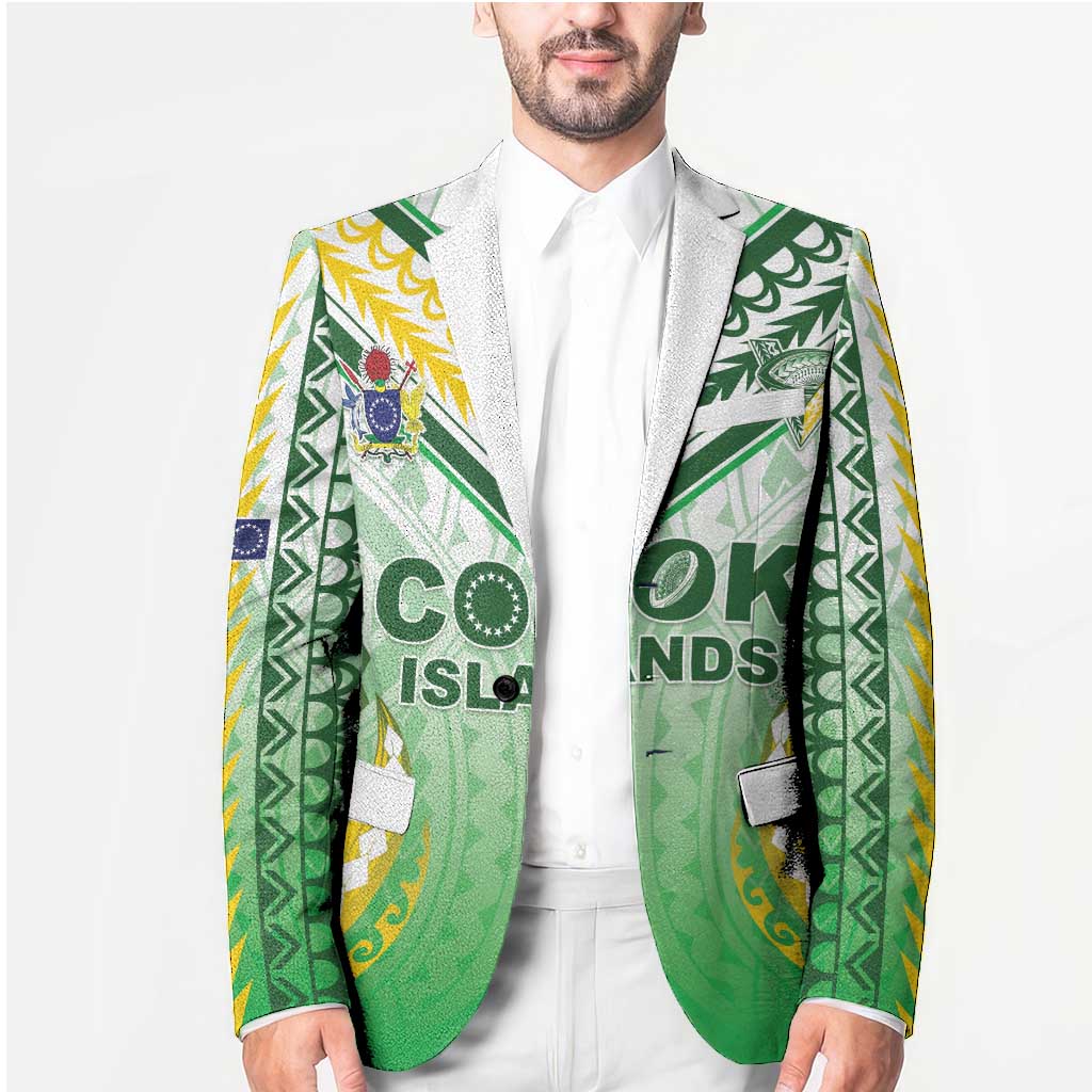 Custom Cook Islands Rugby Blazer Unique Style White Version - Polynesian Pride