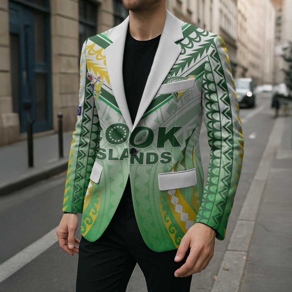 Custom Cook Islands Rugby Blazer Unique Style White Version - Polynesian Pride