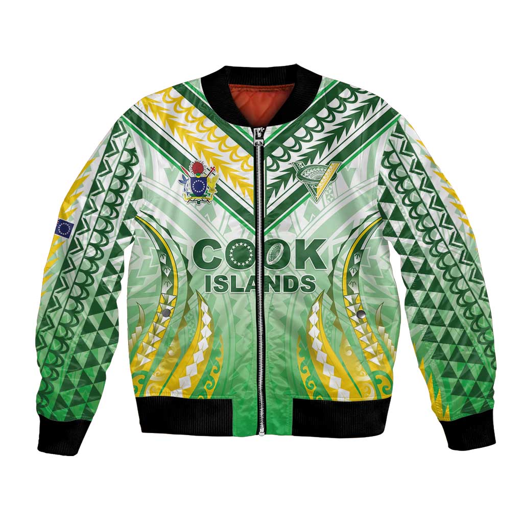 Custom Cook Islands Rugby Bomber Jacket Unique Style White Version - Polynesian Pride