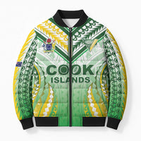 Custom Cook Islands Rugby Bomber Puffer Jacket Unique Style White Version - Polynesian Pride