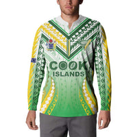 Custom Cook Islands Rugby Button Sweatshirt Unique Style White Version - Polynesian Pride