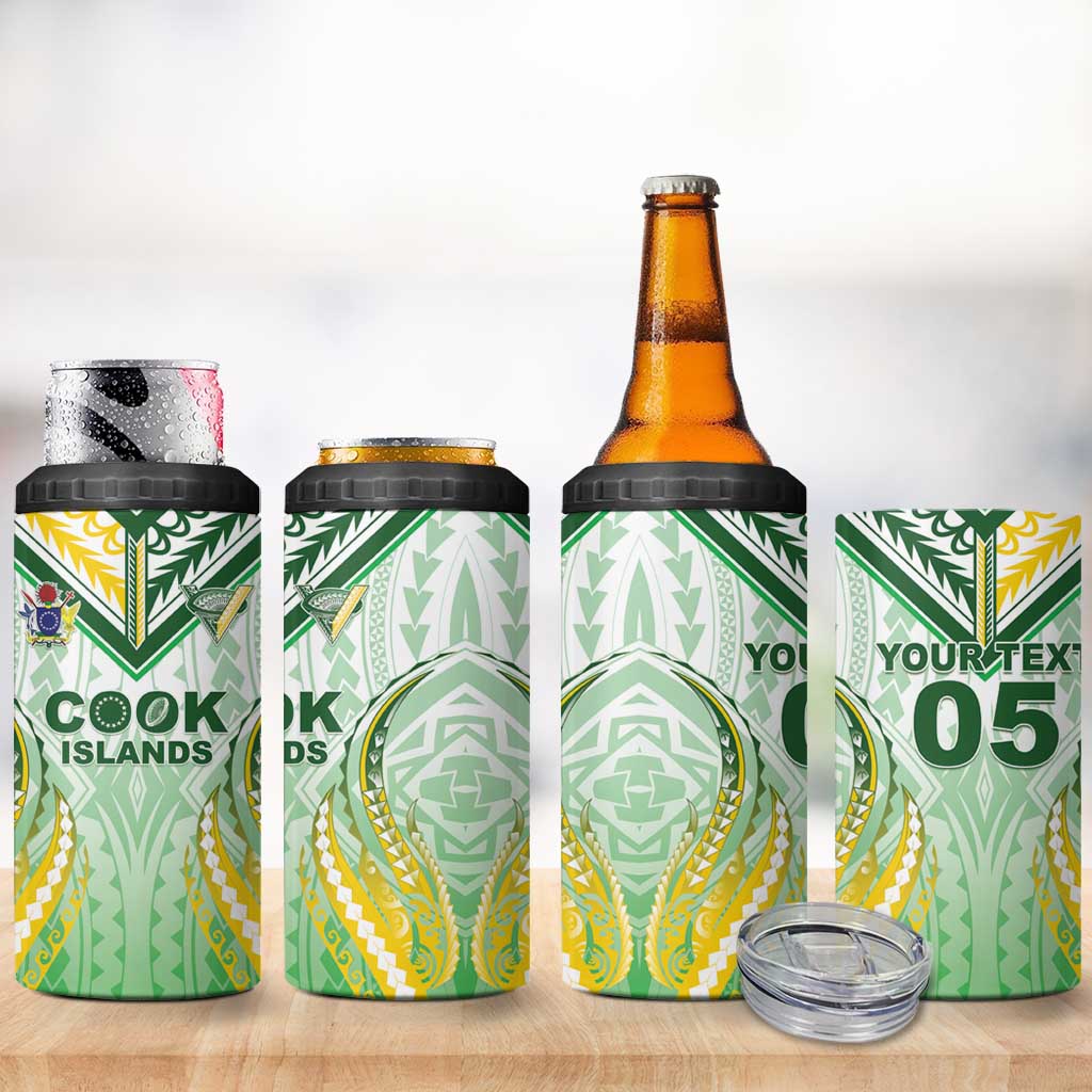 Custom Cook Islands Rugby 4 in 1 Can Cooler Tumbler Unique Style White Version - Polynesian Pride