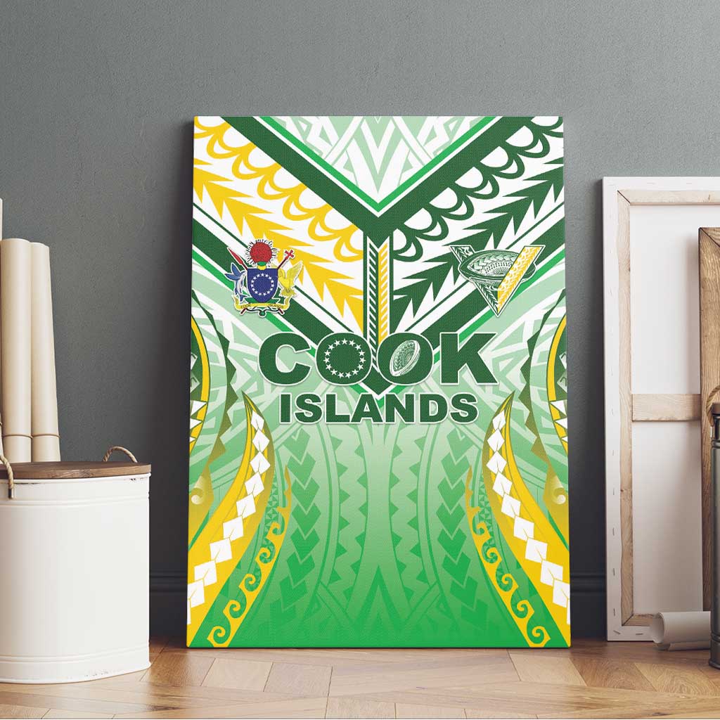 Cook Islands Rugby Canvas Wall Art Unique Style White Version - Polynesian Pride