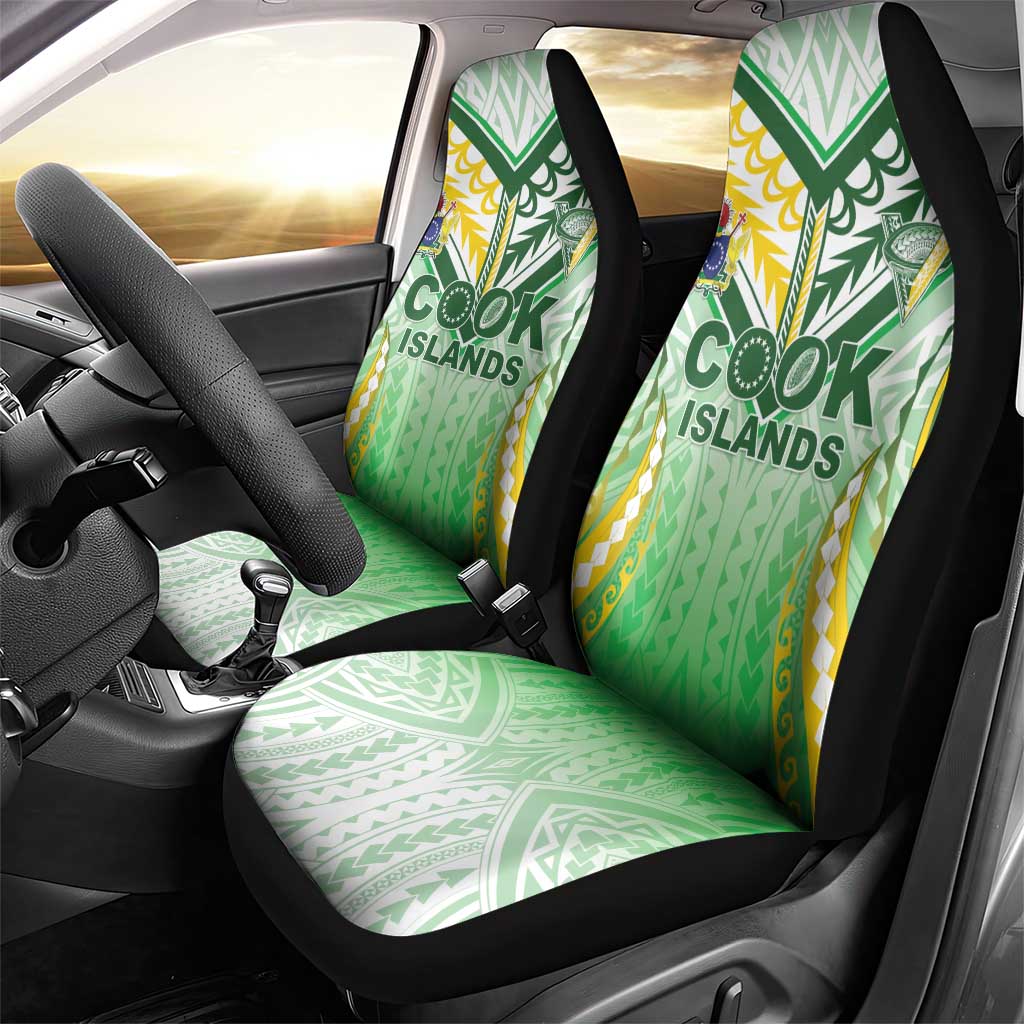 Cook Islands Rugby Car Seat Cover Unique Style White Version - Polynesian Pride
