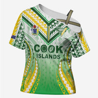 Custom Cook Islands Rugby Cross Shoulder Shirt Unique Style White Version - Polynesian Pride