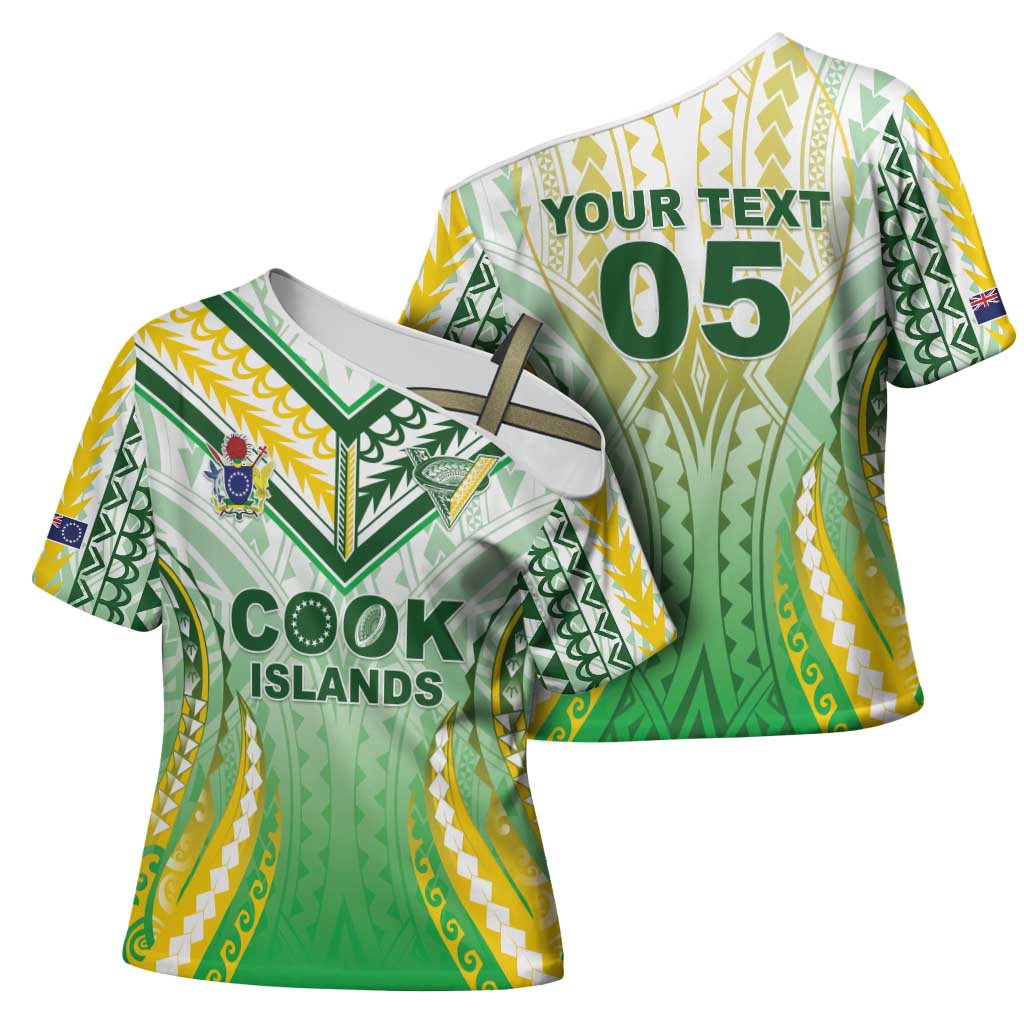 Custom Cook Islands Rugby Cross Shoulder Shirt Unique Style White Version - Polynesian Pride