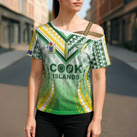 Custom Cook Islands Rugby Cross Shoulder Shirt Unique Style White Version - Polynesian Pride